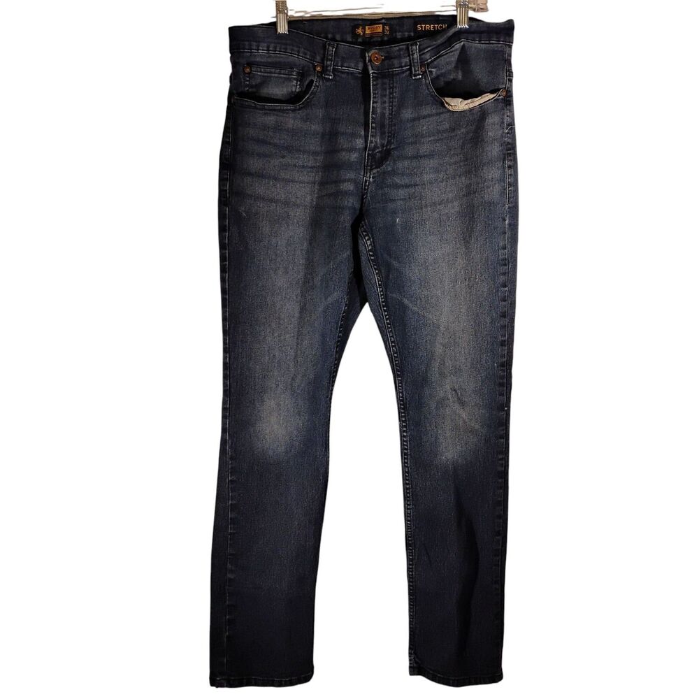 Rugby University jeans mens 36x32 blue denim stretch slim fit straight leg
